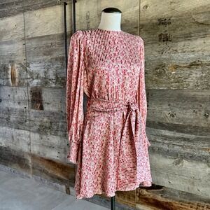 Alice + Olivia Mollie Floral Satin Dress 6 Rome Floral Sepia Holiday Party Smock